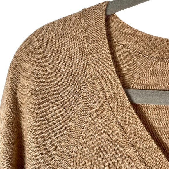 Banana Republic 100% Merino Wool V-Neck Sweater | Camel Tan Lightweight L - Picture 6 of 9